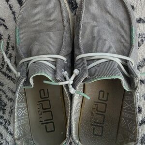 Hey Dude Beige and Green Slip-On Shoes